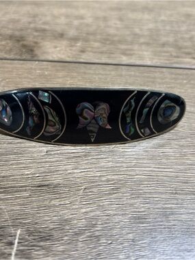 Vintage Mid-Century Alpaca Mexico Inlay Abalone Hair Barrette